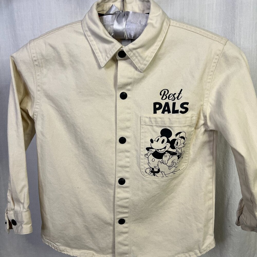 Disney Mickey & Friends Best Pals Button-Up Long Sleeve Shirt Boys Toddler 5T